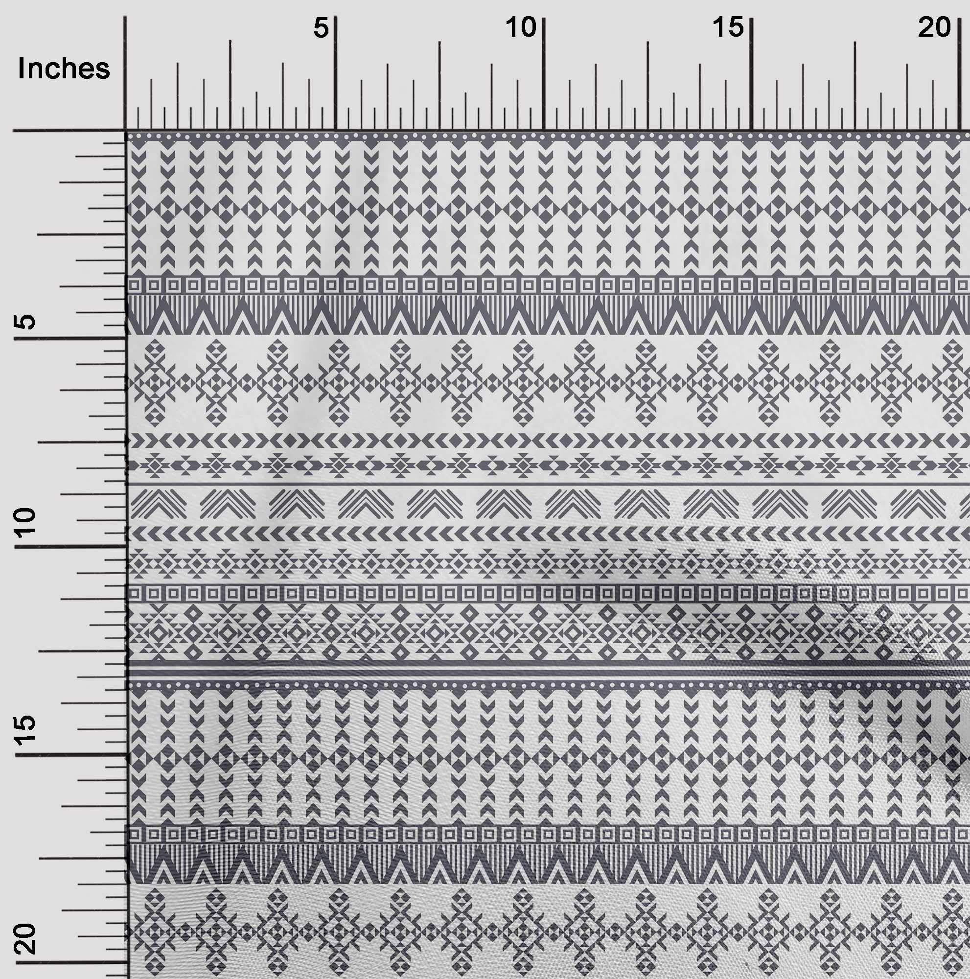 oneOone Polyester Spandex Gray Geometric Tribal Print Fabric - 56 Inch Wide Sewing Material for DIY Clothing, Dresses & Home Decor Projects | Soft Stretch Fabric by The Yard