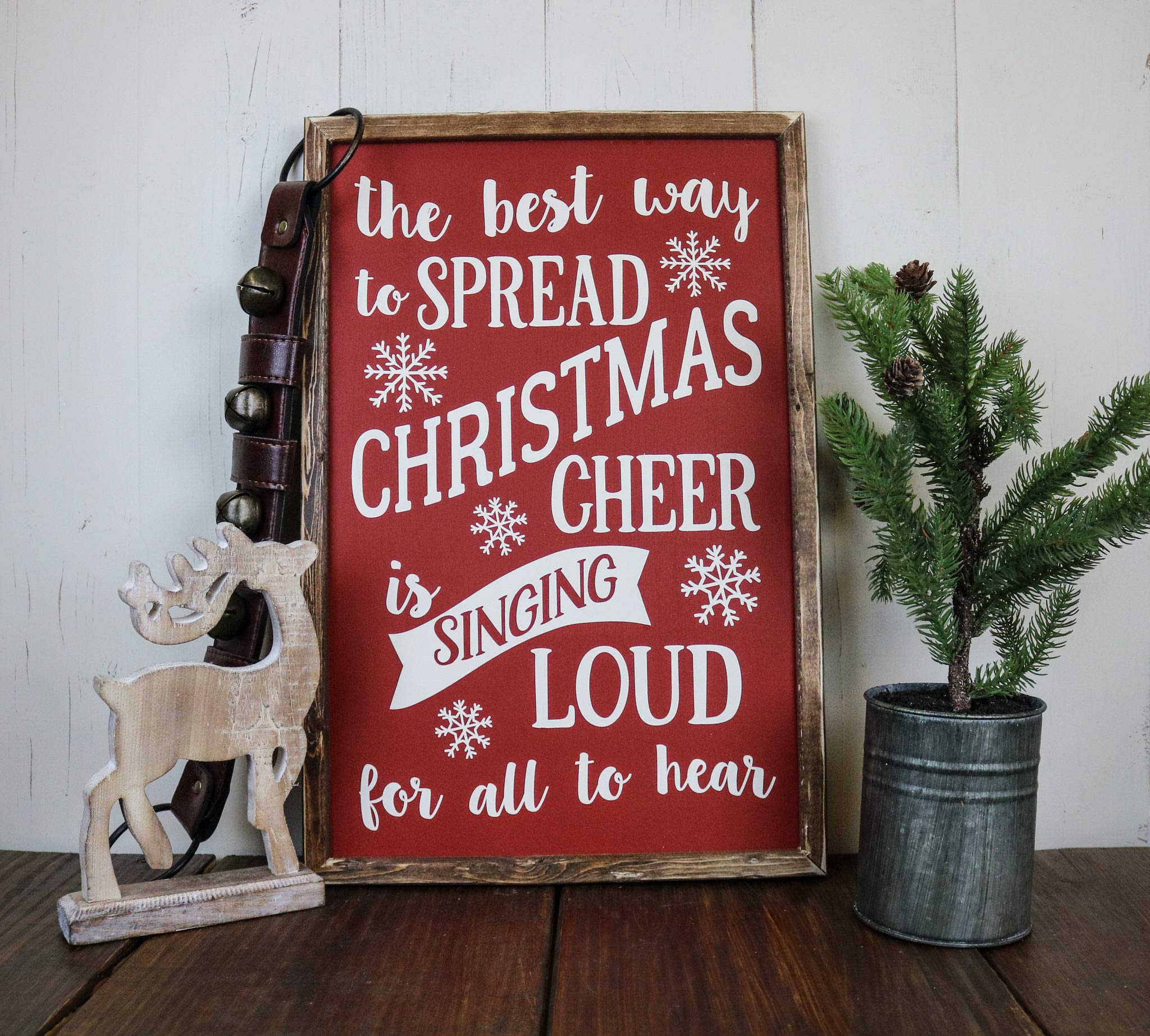 Best Wooden Christmas Decor Sign - Farmhouse Holiday Cheer Wall Art for Home, Office & Party Decorations | Perfect for Christmas Tree, Mantel & Gift Giving