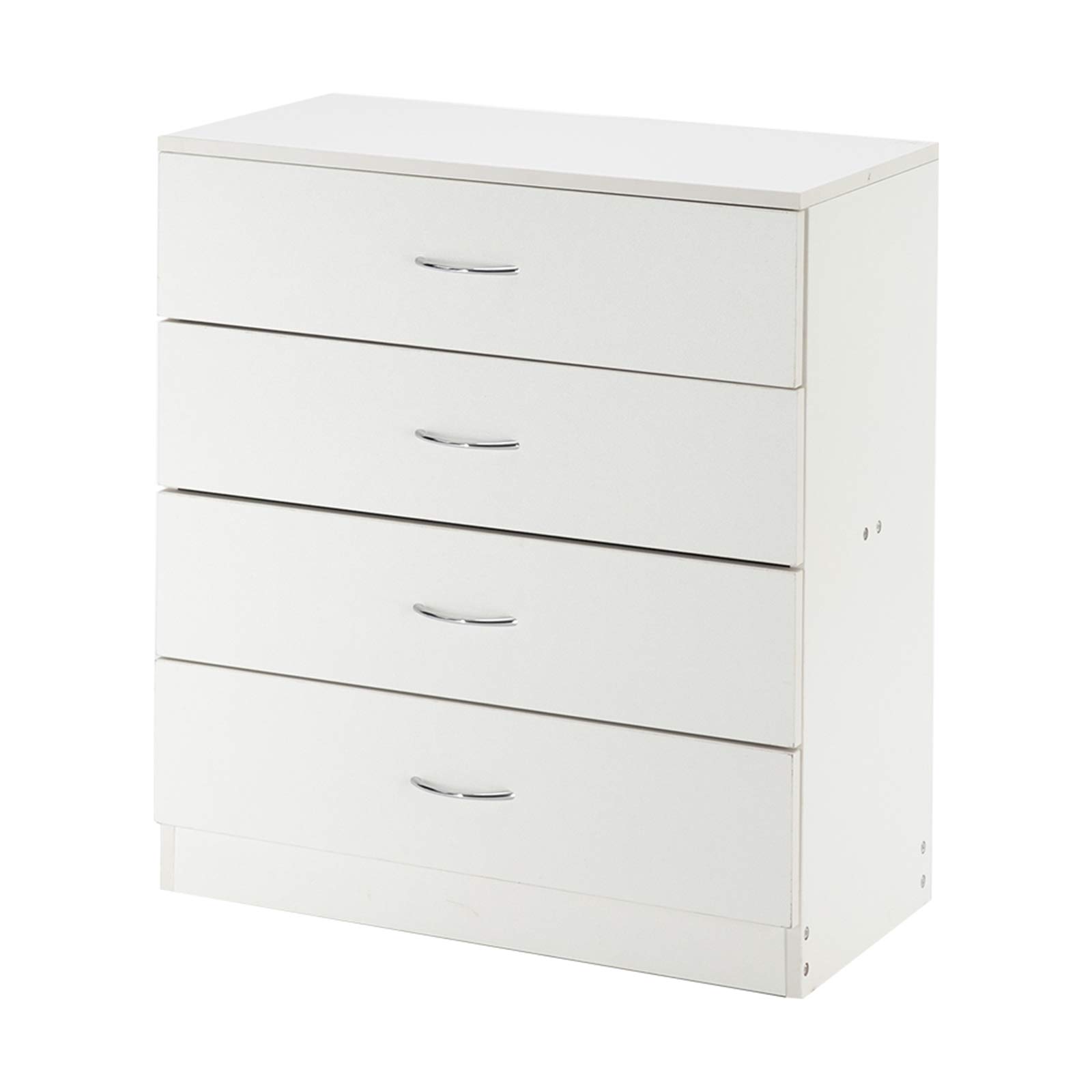 Modern White MDF Wood 4-Drawer Dresser - Functional Chest of Drawers for Bedroom, Living Room, Closet, Entryway & Hallway - Space-Saving Storage Solution for Small Apartments & Dorm Rooms