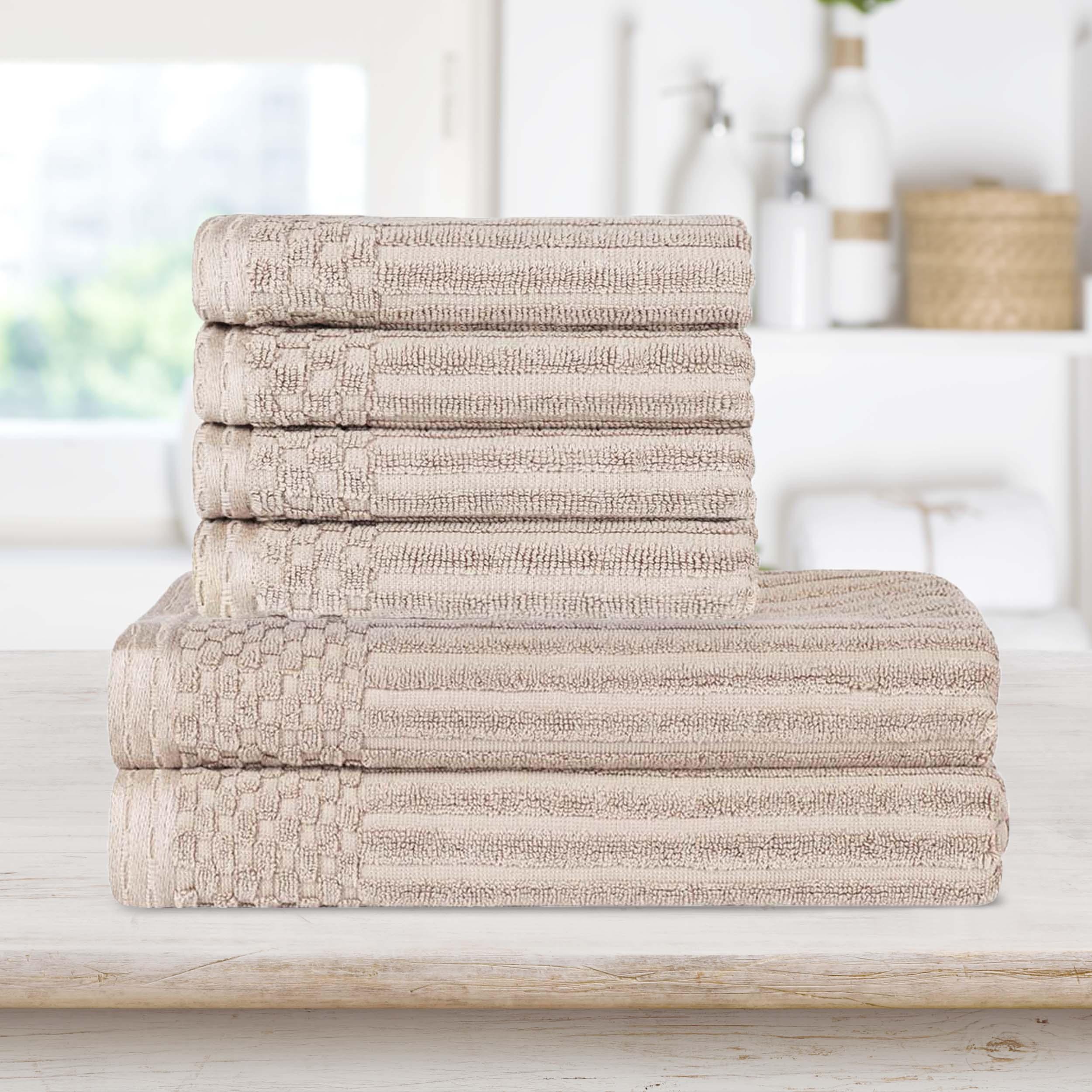 Premium Soho Ribbed Textured Cotton Bath Towel Set - Ultra Absorbent, Quick-Drying Hand & Bath Towels for Spa, Gym, and Luxury Home Use