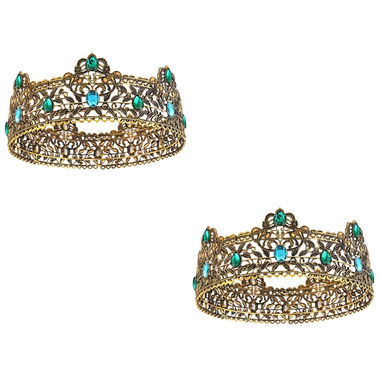 ABOOFAN 2-Piece Alloy Bridal Crown Set - King Tiara for Men & Women, Costume Crown for Birthday, Prom, Coronation, Umrah, and Bridal Events - Perfect for Weddings, Cosplay, and Special Occasions