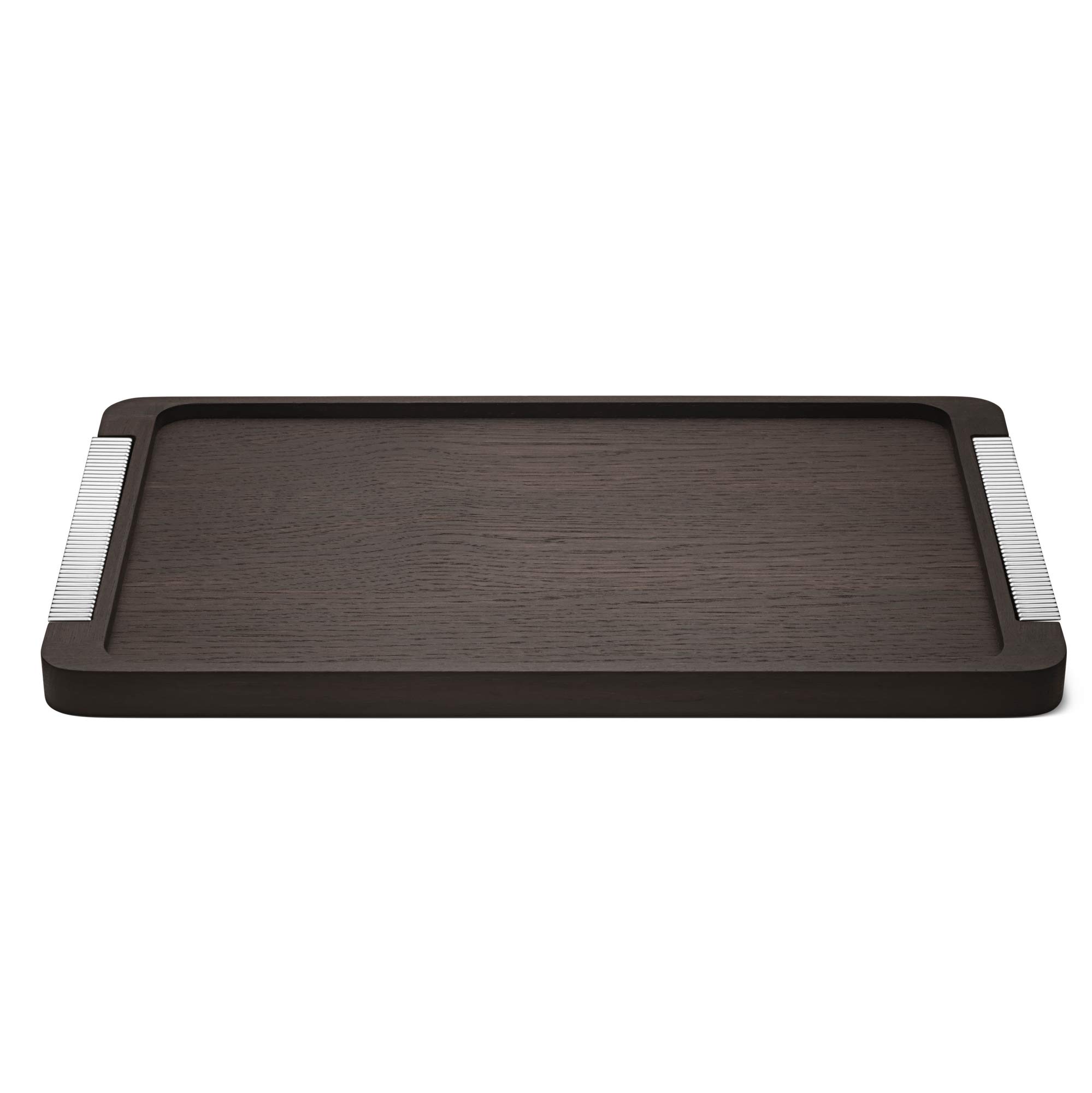 Georg Jensen Bernadotte Oak Wood Serving Tray with Stainless Steel Trim - Elegant Entertaining & Home Decor Serving Platter for Dining, Coffee Table, and Gift Giving