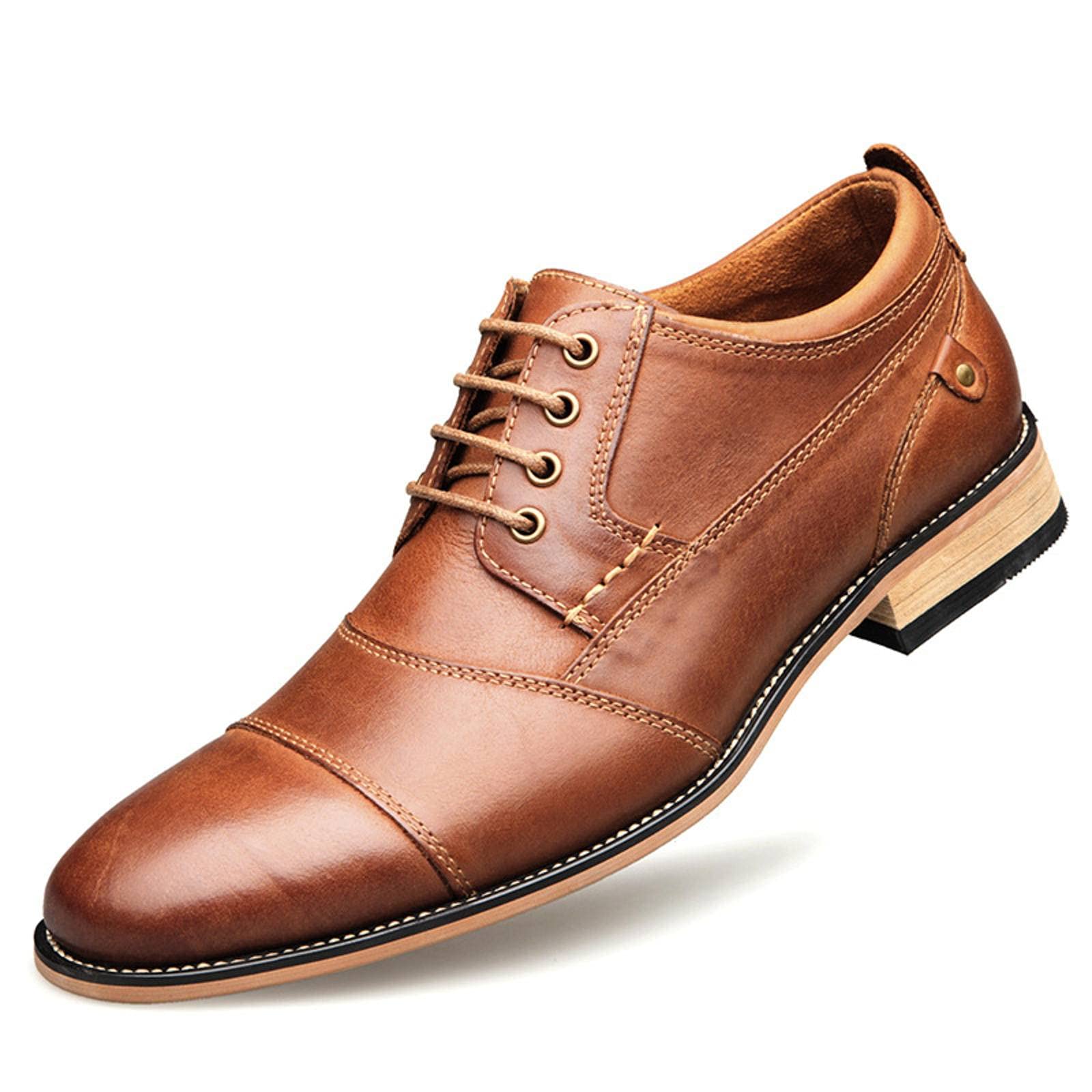 Premium Genuine Leather Oxford Dress Shoes for Men - Business Formal & Wedding Party Shoes - Comfortable Casual Flats in Plus Sizes - Perfect for Office, Special Occasions & Daily Wear