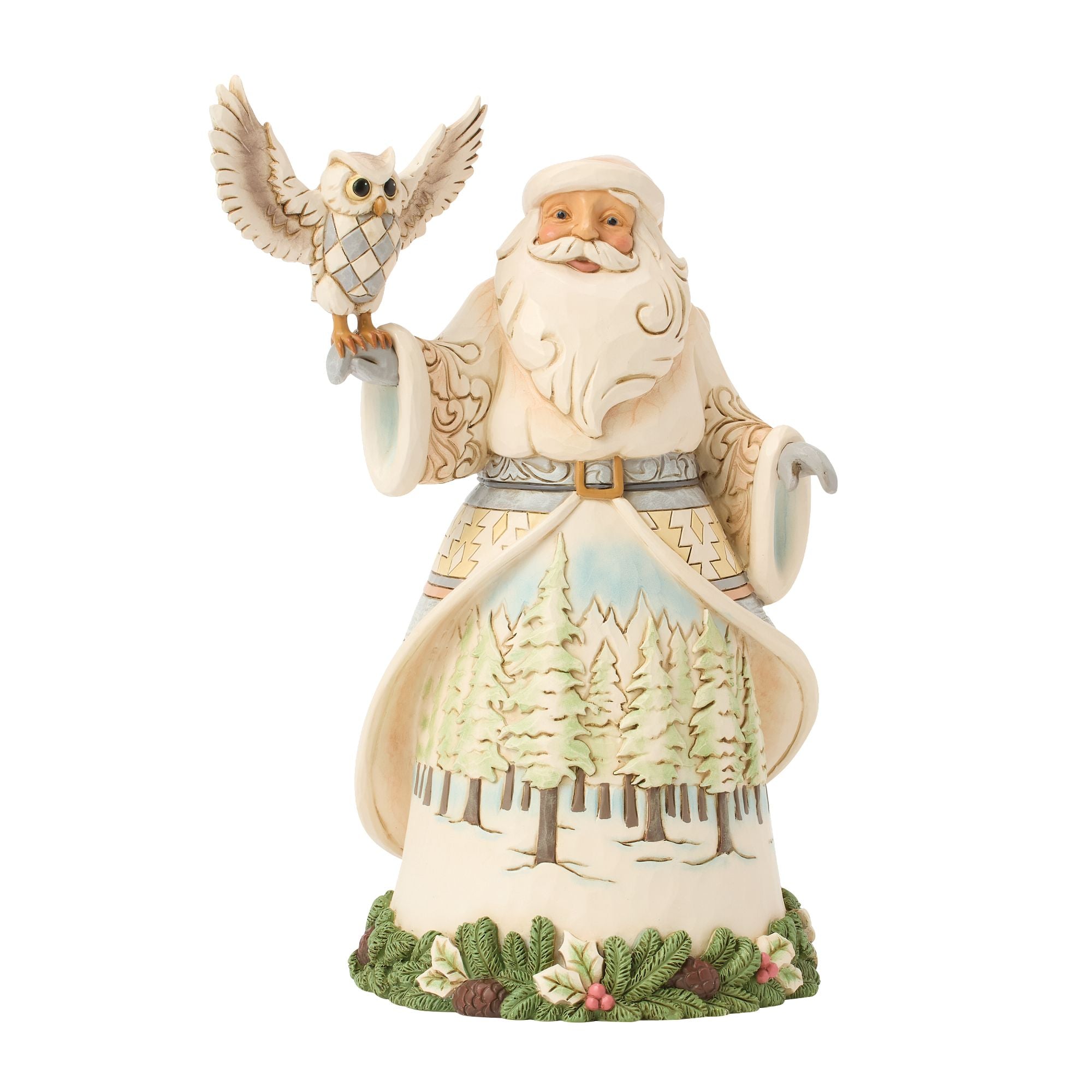 Wdlnd Santa with Owl Figurine - Christmas Decoration, Holiday Home Decor, Gift for Collectors - Perfect for Mantel, Tabletop, or Christmas Village Display