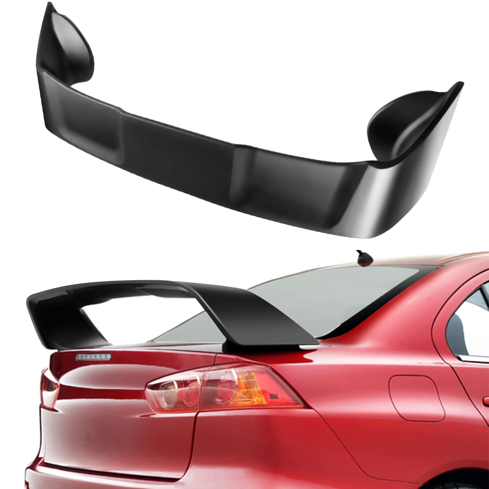 ABS Rear Trunk Lip Spoiler for 2008-2017 Mitsubishi Lancer EVO X - Matte Black Boot Wing Spoiler - Enhances Aerodynamics & Sporty Look for Street Racing & Car Shows