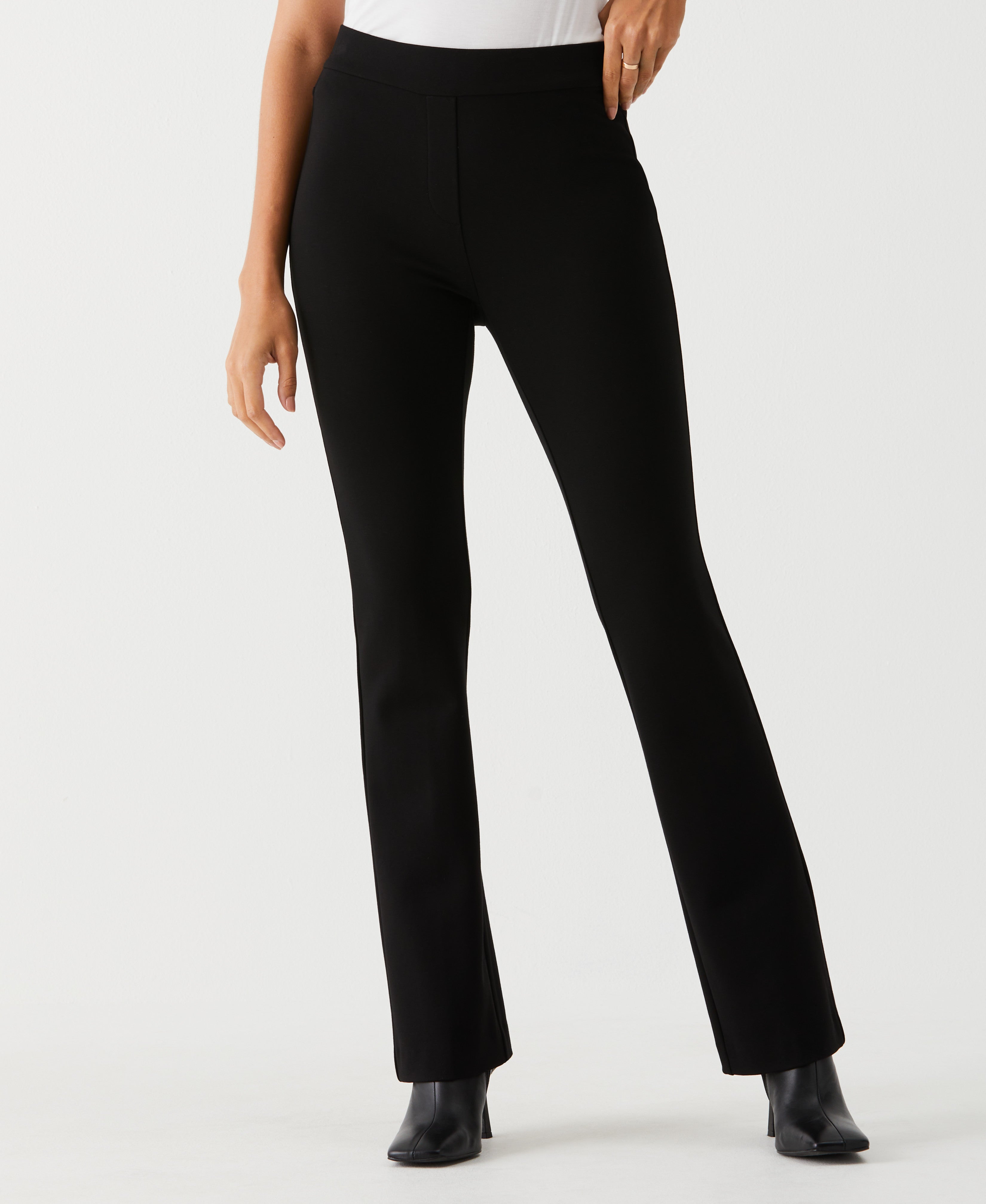 Stylish Petite Ponte Knit Bootcut Pull On Pants for Women - Comfortable Stretch Office Pants for Work & Casual Wear