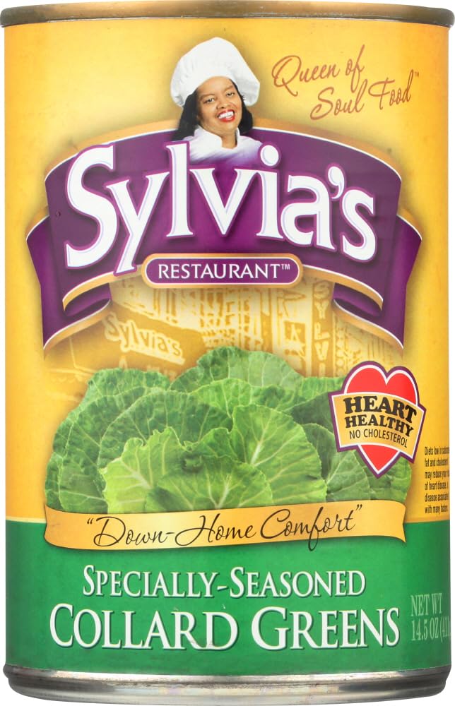 SYLVIAS COLLARD GREENS SSND - 14.5 oz Can | Southern Style Cooked Greens | Perfect for Soul Food, Side Dishes & Healthy Meals