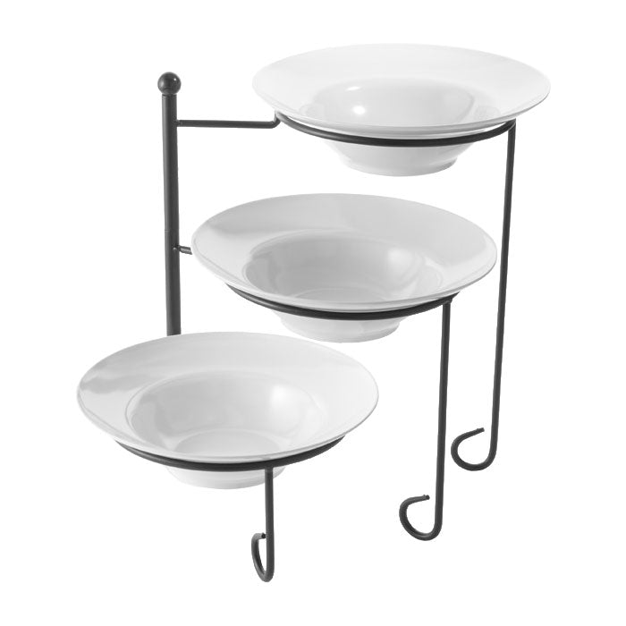 American Metalcraft TTRSMEL7 3-Tier Round Display Stand Set with Melamine Bowls - Perfect for Bakery, Candy, and Dessert Displays at Parties, Cafes, and Retail Stores