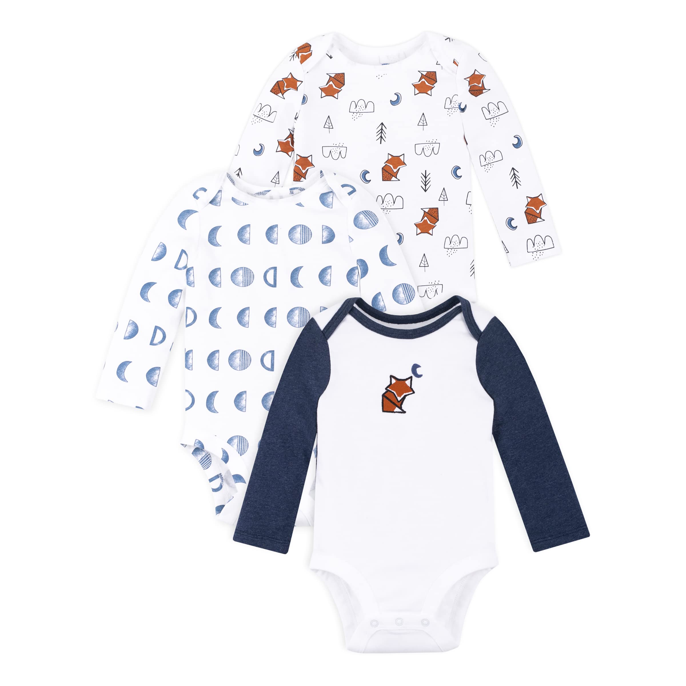 Lamaze Organic Baby Boys' 100% Pure Cotton Long Sleeve Bodysuits - 3 Pack Set for Newborns & Infants - Soft, Breathable Onesies for Playtime, Daycare & Comfortable Everyday Wear
