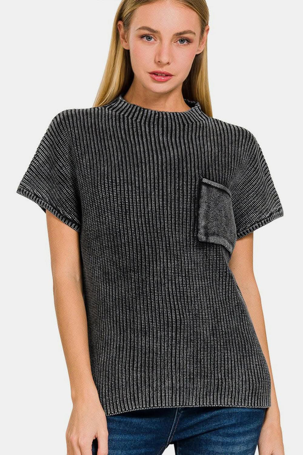 Stylish Women's Cotton Mock Neck Sweater with Pockets - Cozy Pullover for Fall & Winter, Perfect for Office Wear and Casual Outings