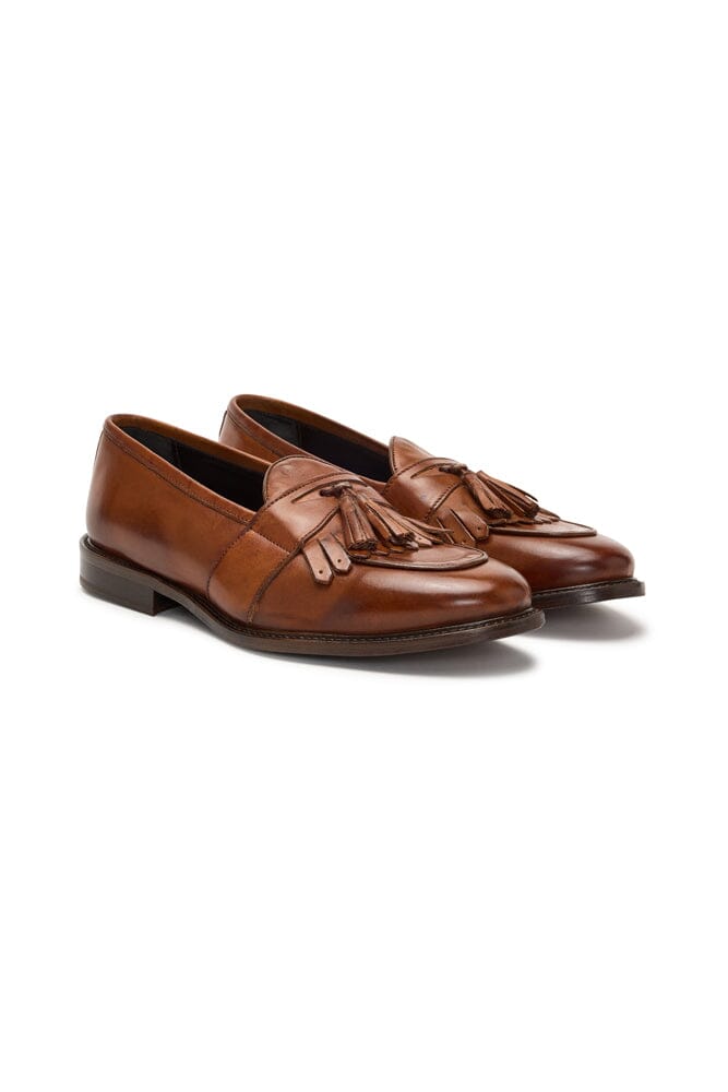 Stylish Tan Italian Leather Loafers with Tassel and Fringe - Classic Men's & Women's Slip-On Shoes for Office, Casual Wear & Travel (1301)