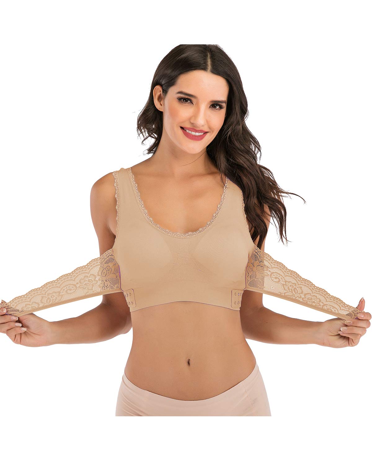 Women's Cross Front Side Buckle Lace Sports Bra - Seamless Yoga Workout Bra with Removable Pads for Running, Gym & Activewear - Perfect for High-Impact Workouts, Fitness Training & Daily Comfort