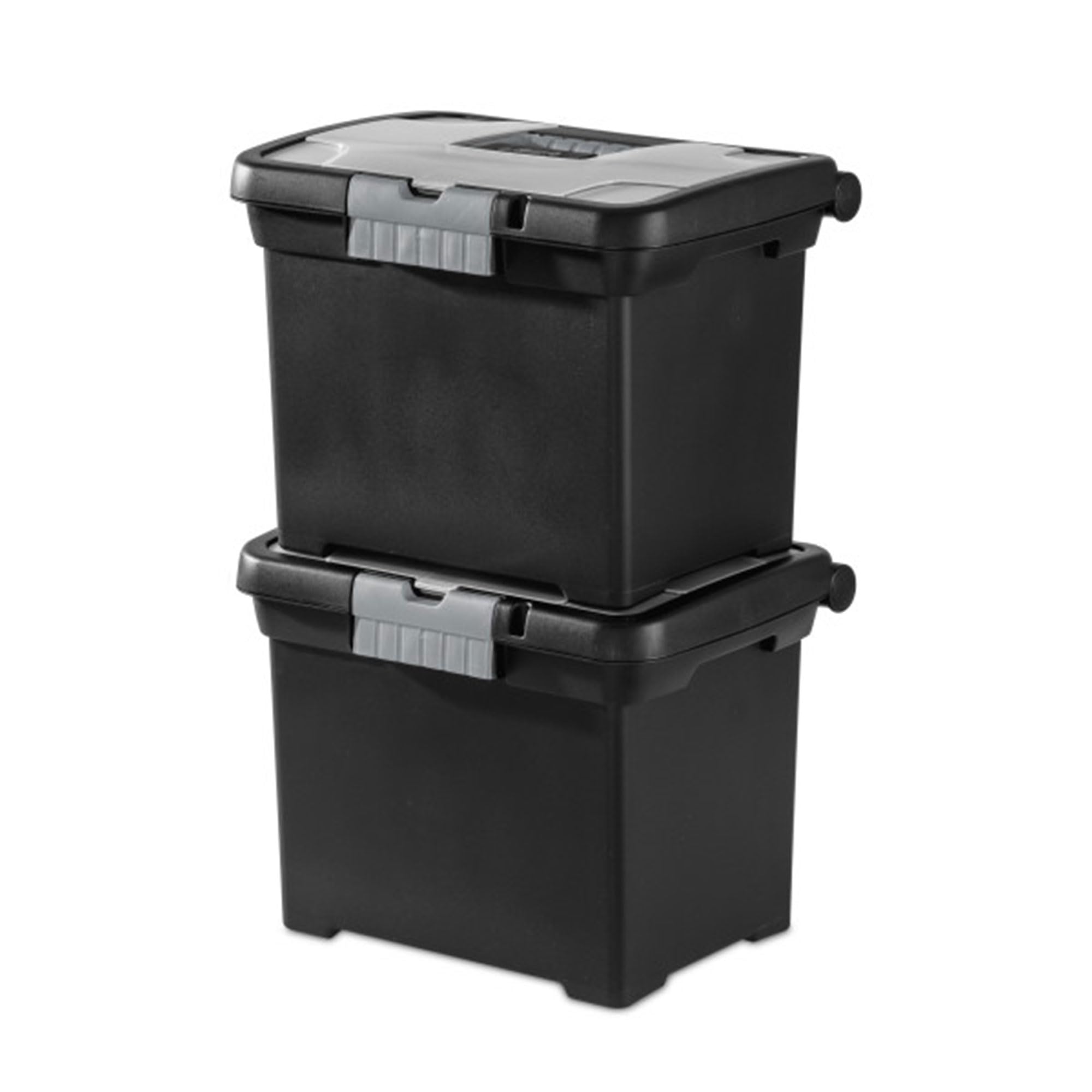 Sterilite Portable Lockable File Box Organizer with Handle and Clear Lid - 12 Pack Storage Solution for Office, Home & School Documents