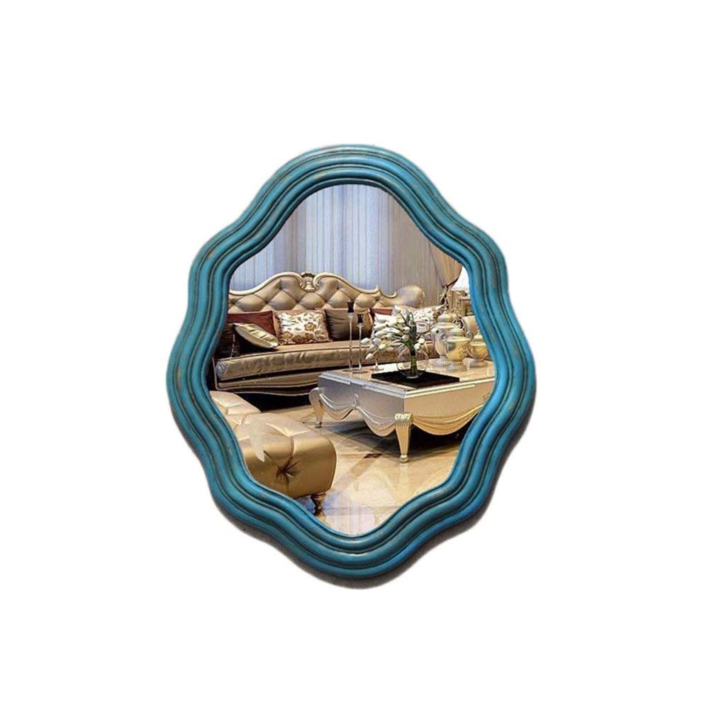 Modern Blue Wall-Mounted Decorative Mirror - 43.85 Inch Irregular Shaped Full Length HD Mirror for Bedroom, Living Room & Entryway - Contemporary Home Decor Accent Piece
