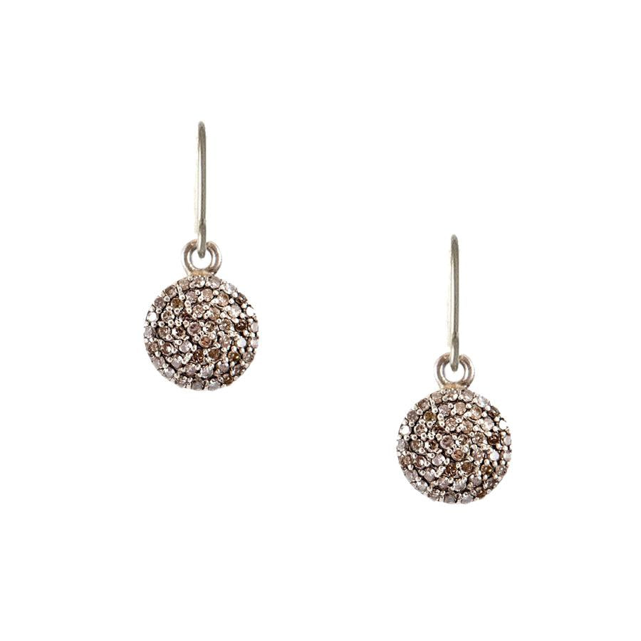 Exquisite Pavé Diamond Disc Earrings - 14K White Gold Stud Earrings for Women | Perfect for Weddings, Anniversaries & Special Occasions