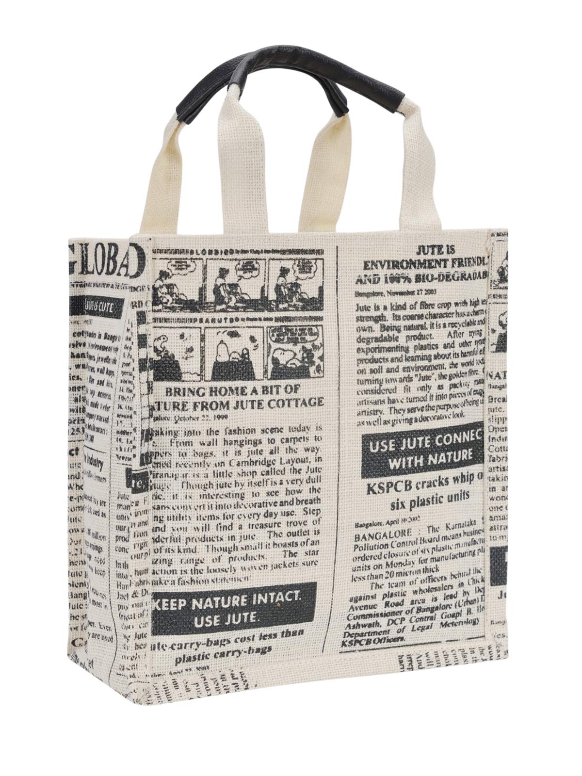Eco-Friendly Jute Lunch Bags for Women & Men - Reusable Multi-Purpose Newspaper Print Tote - Perfect for Work, Picnics & Grocery Shopping