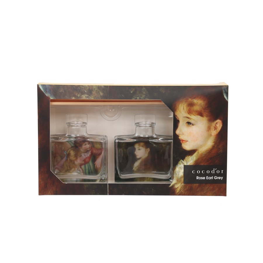 COCOD'OR Artpiece Aroma Gift Set - Renoir Rose Earl Grey Scented Candle & Diffuser Set | Luxury Home Fragrance for Living Room, Bedroom & Bathroom Decor