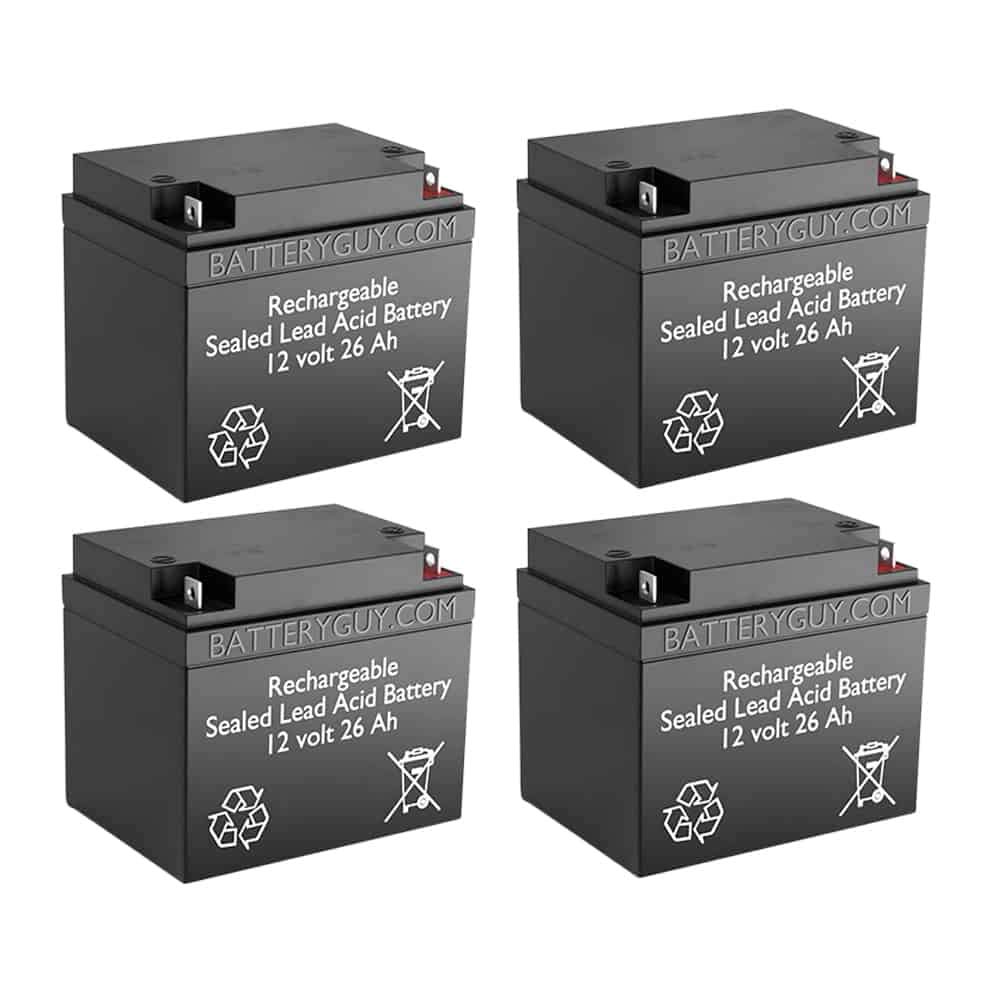 HZB12-26 Replacement 12V 26Ah SLA Battery (4 Pack) - Sealed Lead Acid Rechargeable Battery for Solar Power, UPS Backup, Emergency Lighting & Security Systems