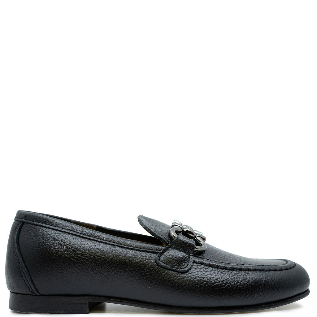 Spain+Co Black Pebbled Leather Buckle Dress Shoes for Men - Classic Formal & Business Oxfords for Office, Wedding & Special Occasions