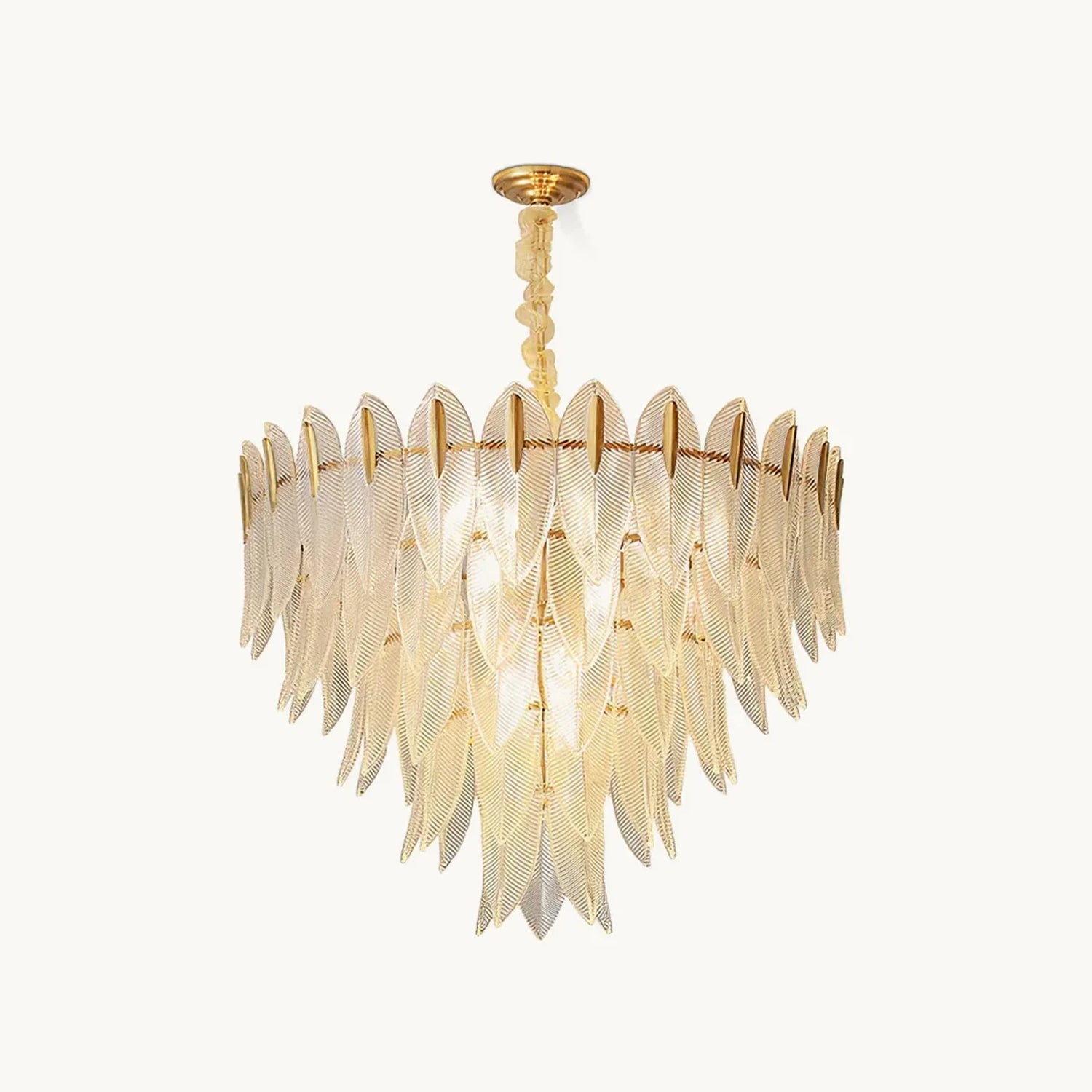 Elegant Glass Feather Chandelier - Modern Crystal Ceiling Light Fixture for Dining Room, Bedroom & Living Room Decor