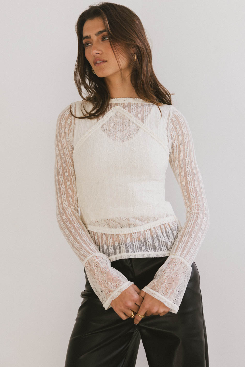 Linnea Lace Top in Ivory - Elegant Women's Blouse for Parties & Date Nights | Final Sale