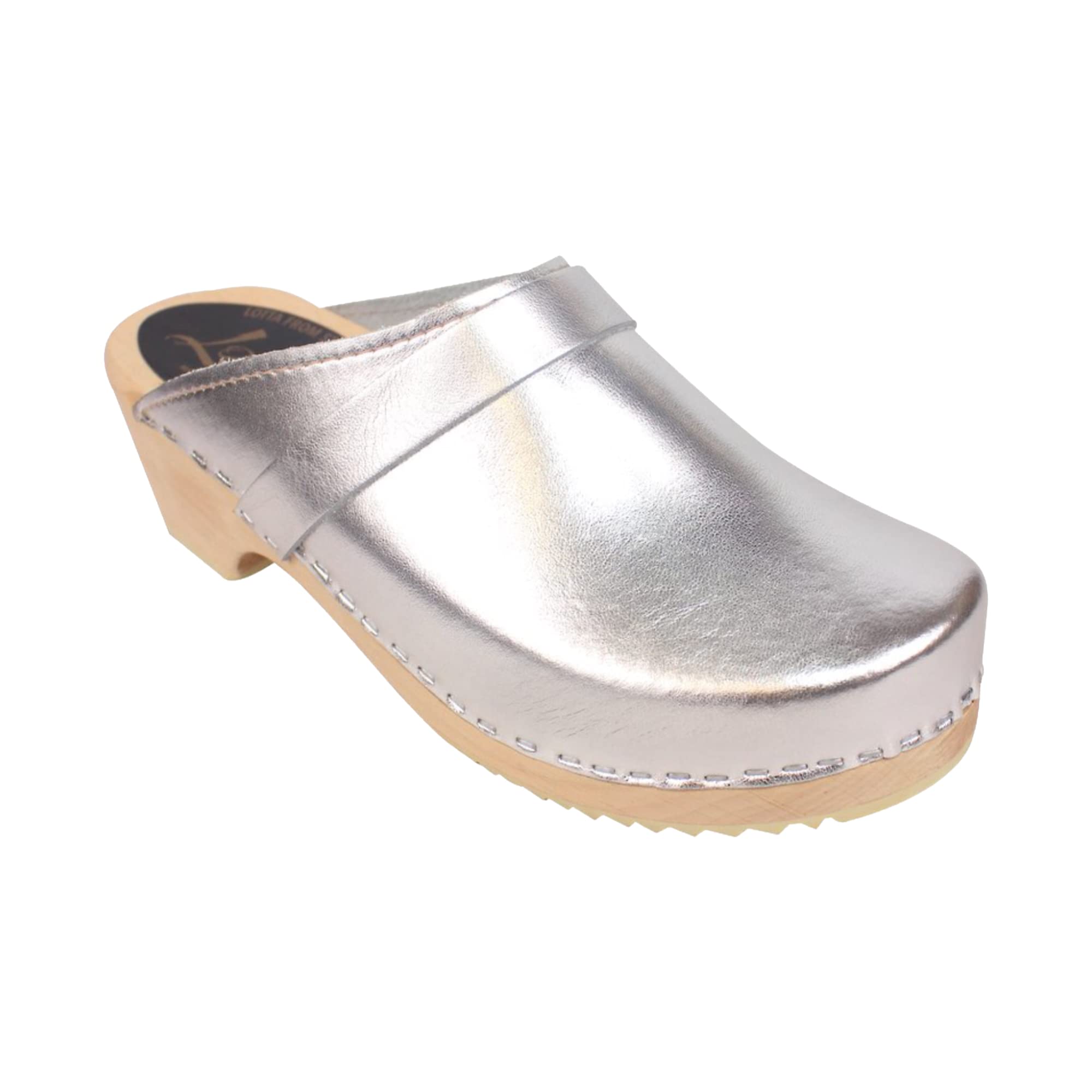 Swedish Classic Clog Mule for Women - Handmade Wooden Clogs with Low Heel & PU Leather | Comfortable Alder Wood Base Slip-On Shoes | Perfect for Garden, Office & Casual Wear