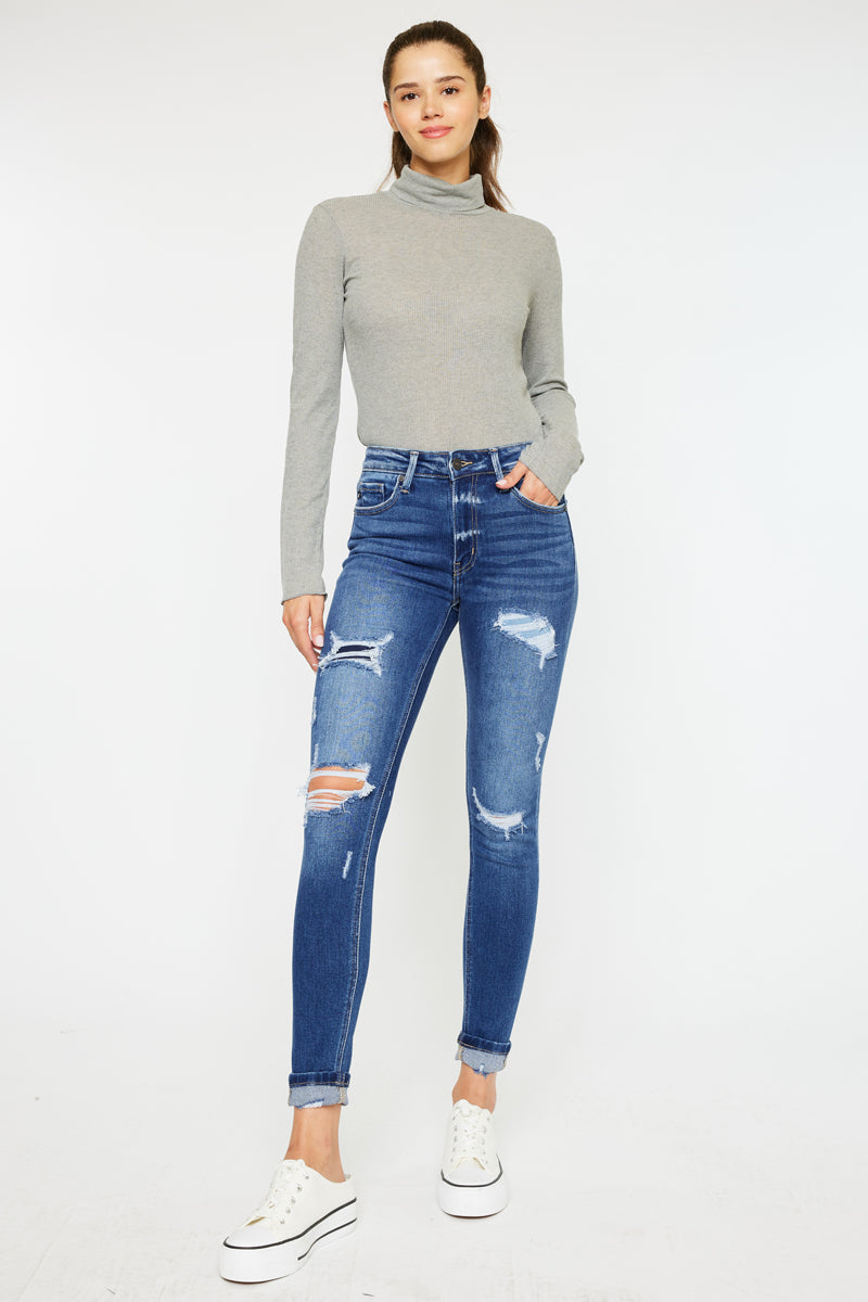 Charlie High Rise Ankle Skinny Jeans for Women - Stretchy Denim Pants, Slim Fit, Comfortable Everyday Wear - Perfect for Casual Outfits, Work, and Date Nights