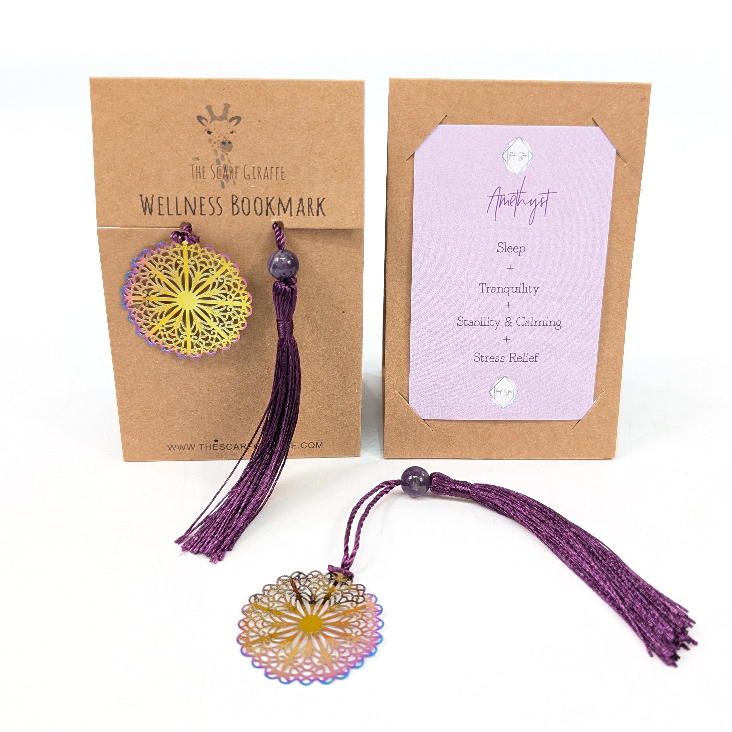 Healing Amethyst Crystal Bookmark - Stress Relief & Positive Energy for Meditation, Reading & Spiritual Wellness