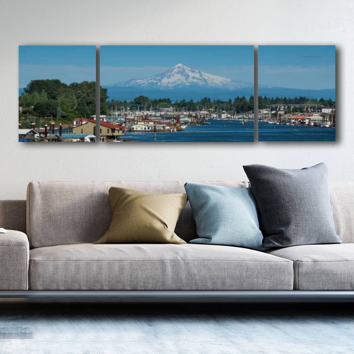 Premium Framed Giclee Canvas Prints - Portland Oregon Landscape & Family Portrait Wall Art (63”W x 20”H) for Living Room, Office & Bedroom Decor - Perfect for Home Interior Design & Gift Giving