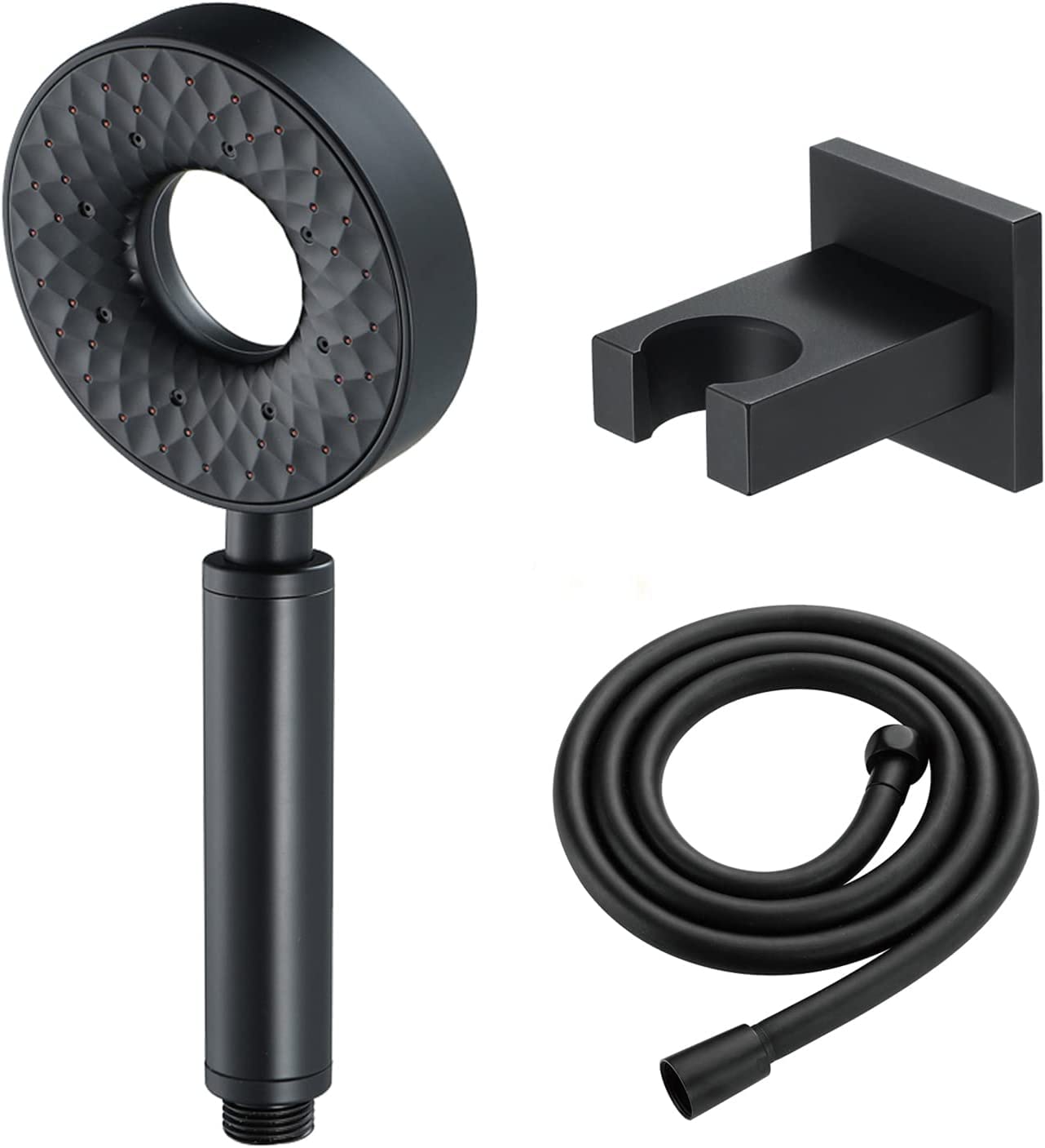 Universal ABS High Pressure Handheld Shower Head Set with 1.5M PVC Hose & Brass Holder - Black - Perfect for Bathroom, Spa, and Pet Washing