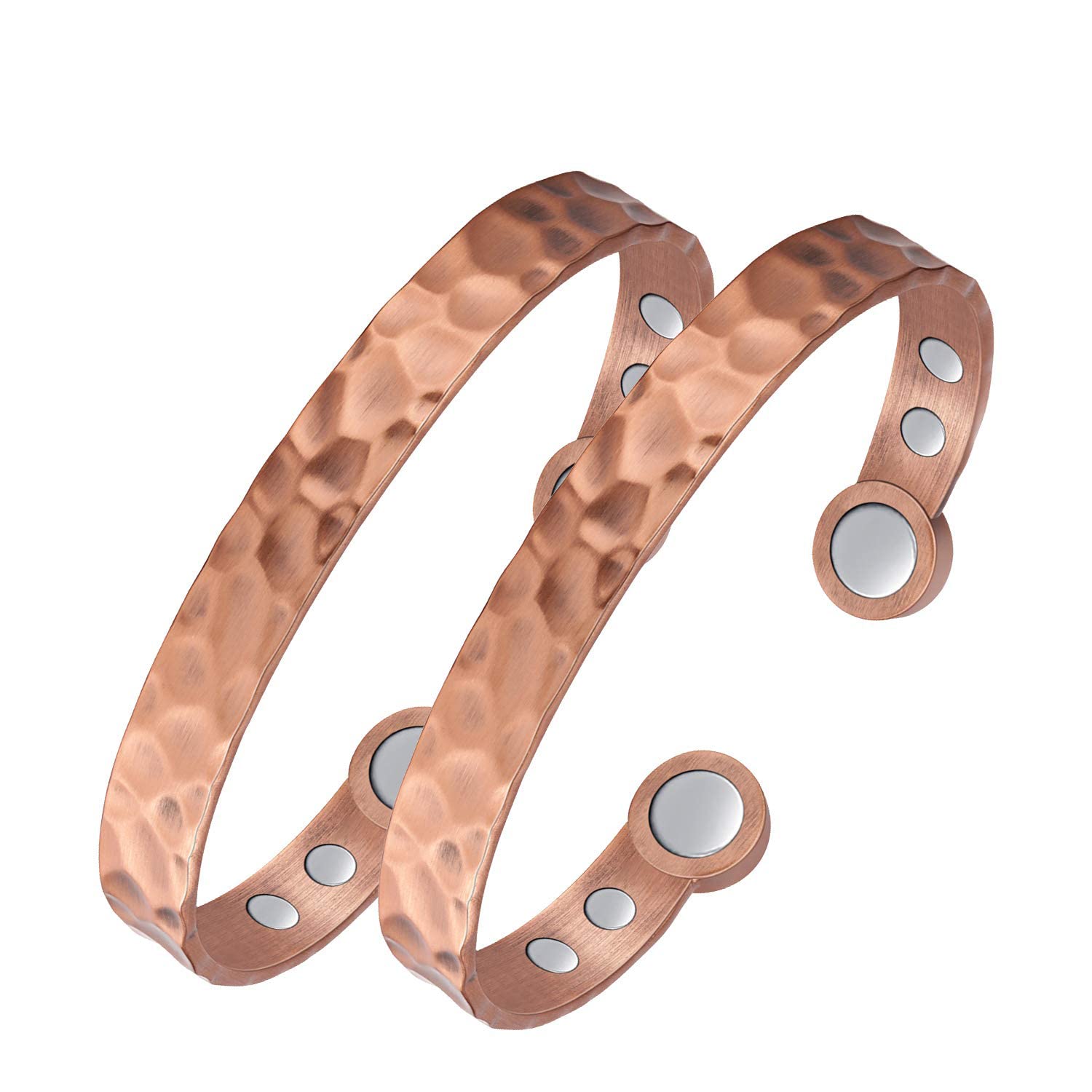 Jecanori 2Pcs Magnetic Copper Bracelets for Women - 100% Pure Copper Cuff Bangle with 3500 Gauss Magnets for Pain Relief & Circulation | Elegant Mother's Day Jewelry Gift for Her | Perfect for Arthritis Relief, Daily Wear & Special Occasions
