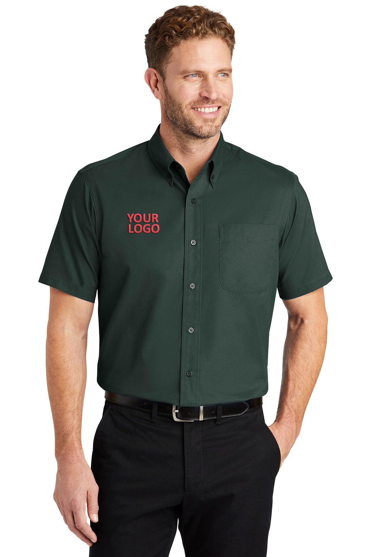 CornerStone Men's Short Sleeve Twill Shirt - Dark Green SuperPro Work Shirt for Construction & Outdoor Activities