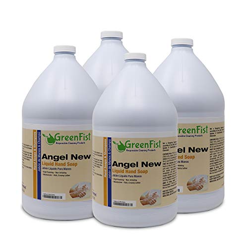 GreenFist Angel Premium Liquid Hand Soap Refill, 1 Gallon (4-Pack) – Antibacterial, Moisturizing, Fragrance-Free for Home, Office, and Commercial Use