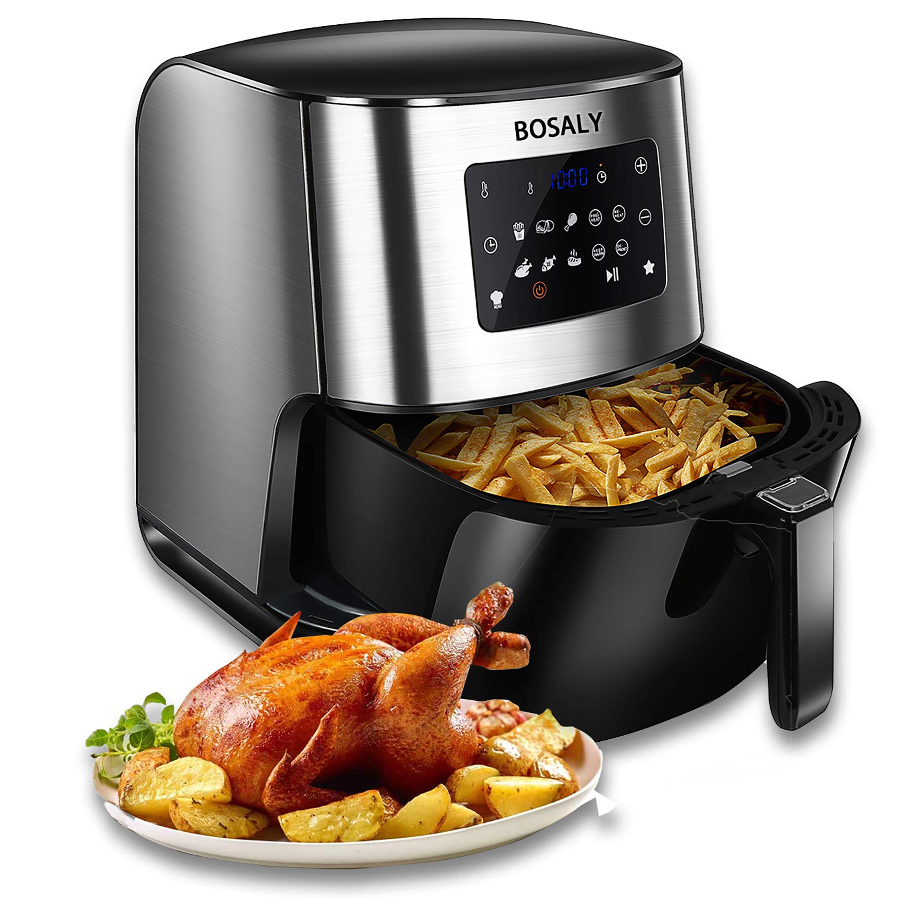 BOSALY 6.3 Quart Air Fryer - 1700W Electric Hot Air Fryer Oven with Digital Touchscreen, Oil-Free Cooking for Healthy Meals - Perfect for Frying, Roasting, Baking - Ideal for Family Dinners & Quick Snacks