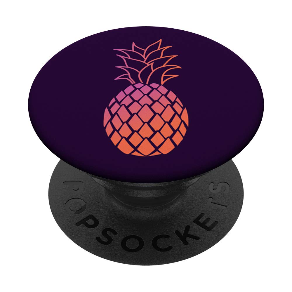 Pineapple Coral Pink on Purple PopSockets Grip and Stand for Phones and Tablets - Perfect for Home, Office, and Travel Use