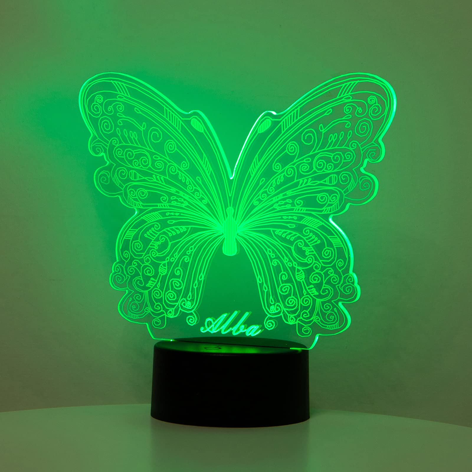 Personalized Butterfly Night Light with Custom Name - 3D Illusion USB Touch Desk Lamp for Bedroom Decor | Perfect Christmas Birthday Gift for Boys Girls | Great for Nursery Decor, Romantic Bedside Lighting & Kids Room Nightlight (Style 4)