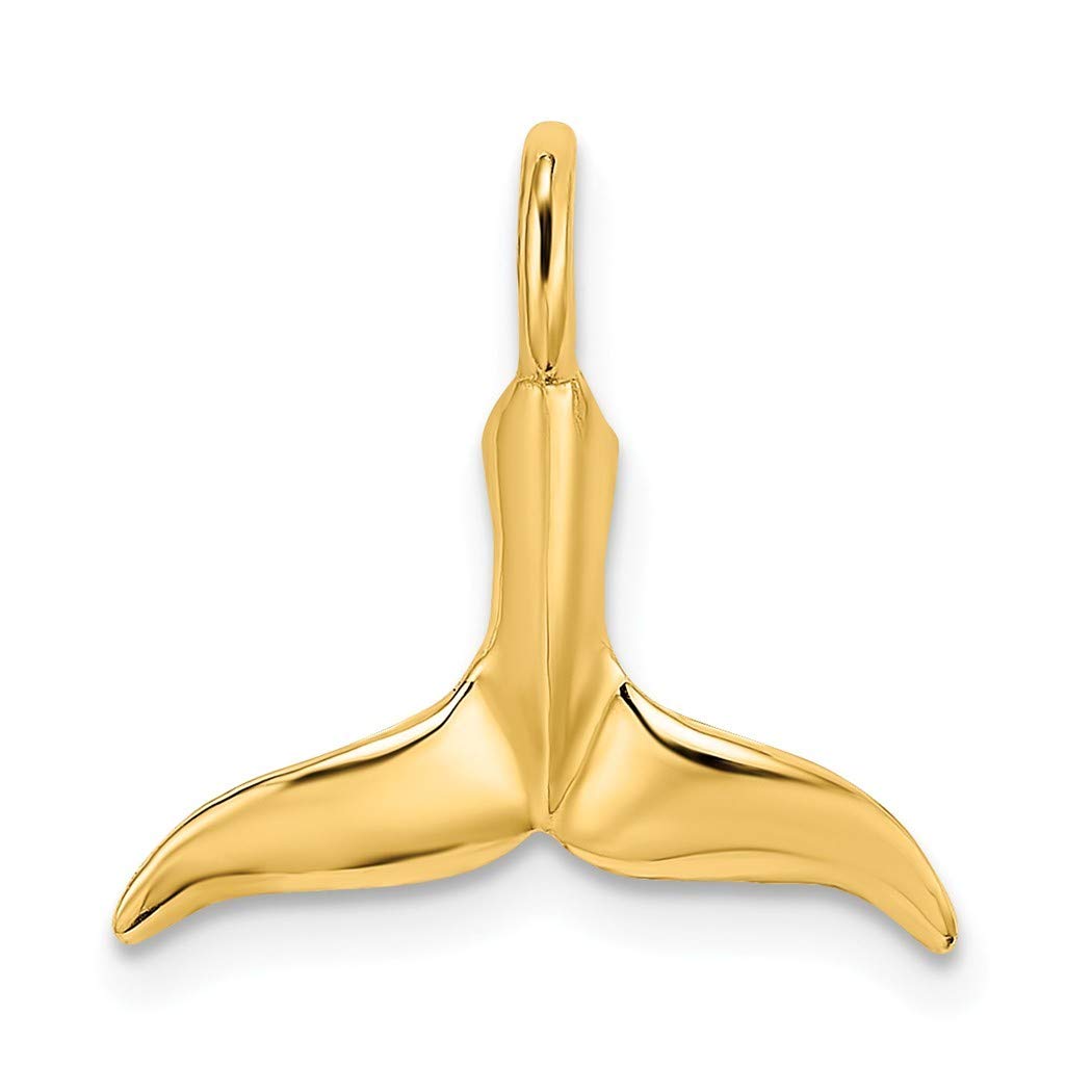 14K Gold Whale Tail Pendant Necklace for Women - 15mm High Polish Charm Jewelry, Perfect Gift for Birthday, Anniversary & Everyday Elegance