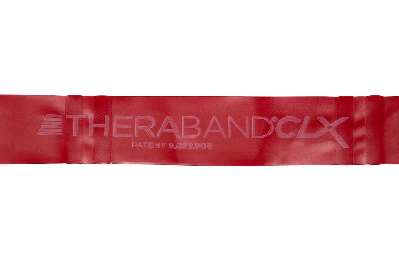 THERABAND CLX Latex-Free Resistance Band - 11 Loops for Pilates, Home Gym, Physical Therapy & Fitness - Medium Tension (Level 3) - 2.5 Meter Red Exercise Band for Strength Training, Rehabilitation & Stretching - Perfect for Beginners, Athletes & Seniors