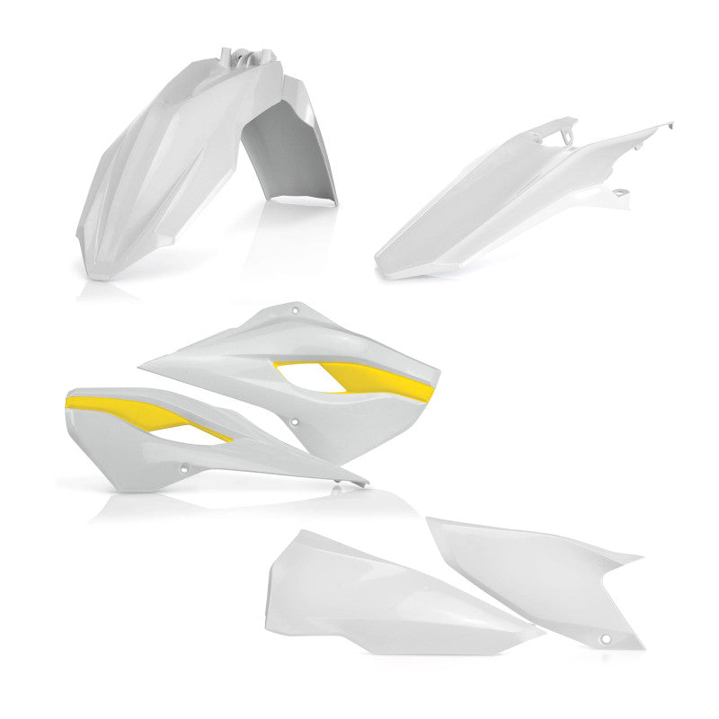 Acerbis Original Plastic Kit for Husqvarna TE125 TE300 FE250 FE501 (2015-2016) - White/Yellow Replacement Body Panels | Off-Road Motorcycle Protection & Customization