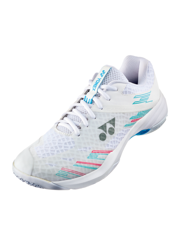 Yonex PC Cascade Accel (Wide) White/Sky Blue Badminton Shoes 2025 - Lightweight Court Shoes for Men & Women - Perfect for Indoor Badminton, Tennis & Squash Games