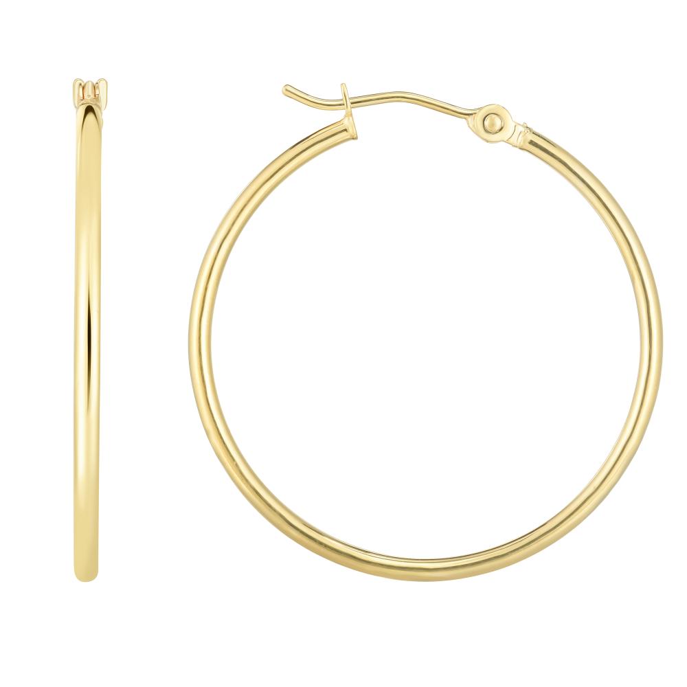 14K Gold Hoop Earrings 1.5x30mm - Dainty Everyday Hoops for Women, Perfect for Work, Date Night & Gifting
