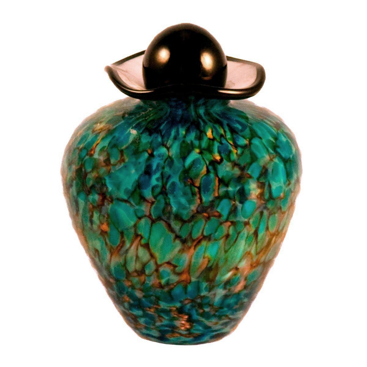 Hand Blown Glass Pet Cremation Urn - Bella Aegean Style - Memorial Keepsake for Cats, Dogs & Small Pets - Perfect for Home Display & Memorial Services