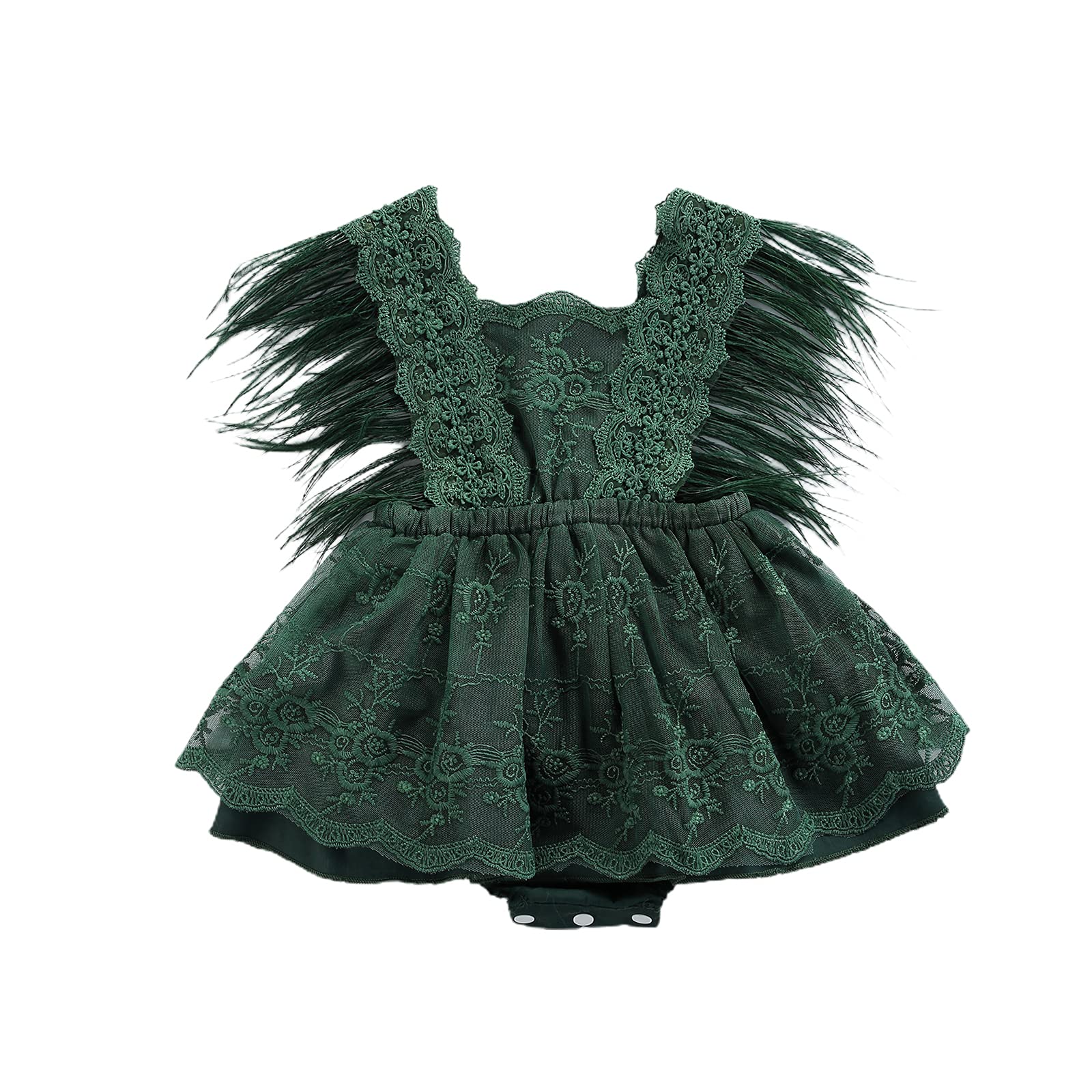 Newborn Baby Girl Romper Outfit - Lace Ruffle Sleeveless Backless Tutu Dress White Bodysuit | Perfect for Photoshoots, Birthday Parties & Special Occasions