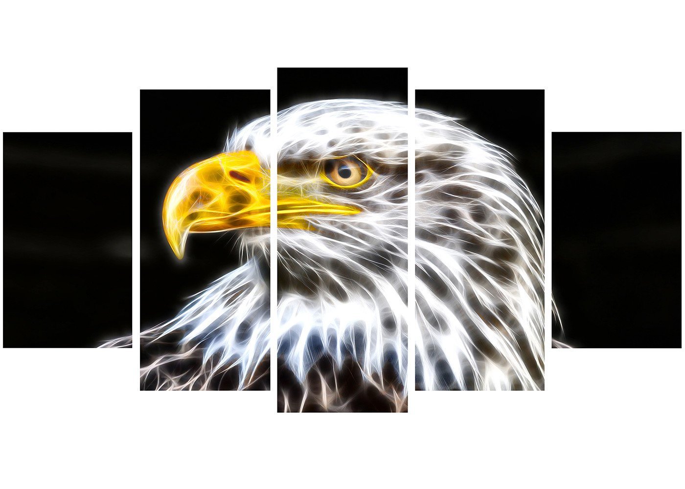 Designart Bald Eagle Metal Wall Art - 5 Panel Modern Home Decor - 60x32 Inches - MT2419 - Perfect for Living Room, Bedroom, Office & Man Cave