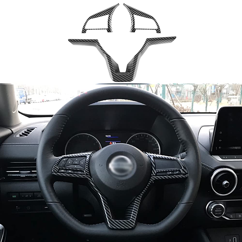 Premium Carbon Fiber Steering Wheel Panel Cover Trim for Nissan Rogue 2014-2020 - Interior Accessories & Decoration Upgrade - Enhance Driving Comfort & Style