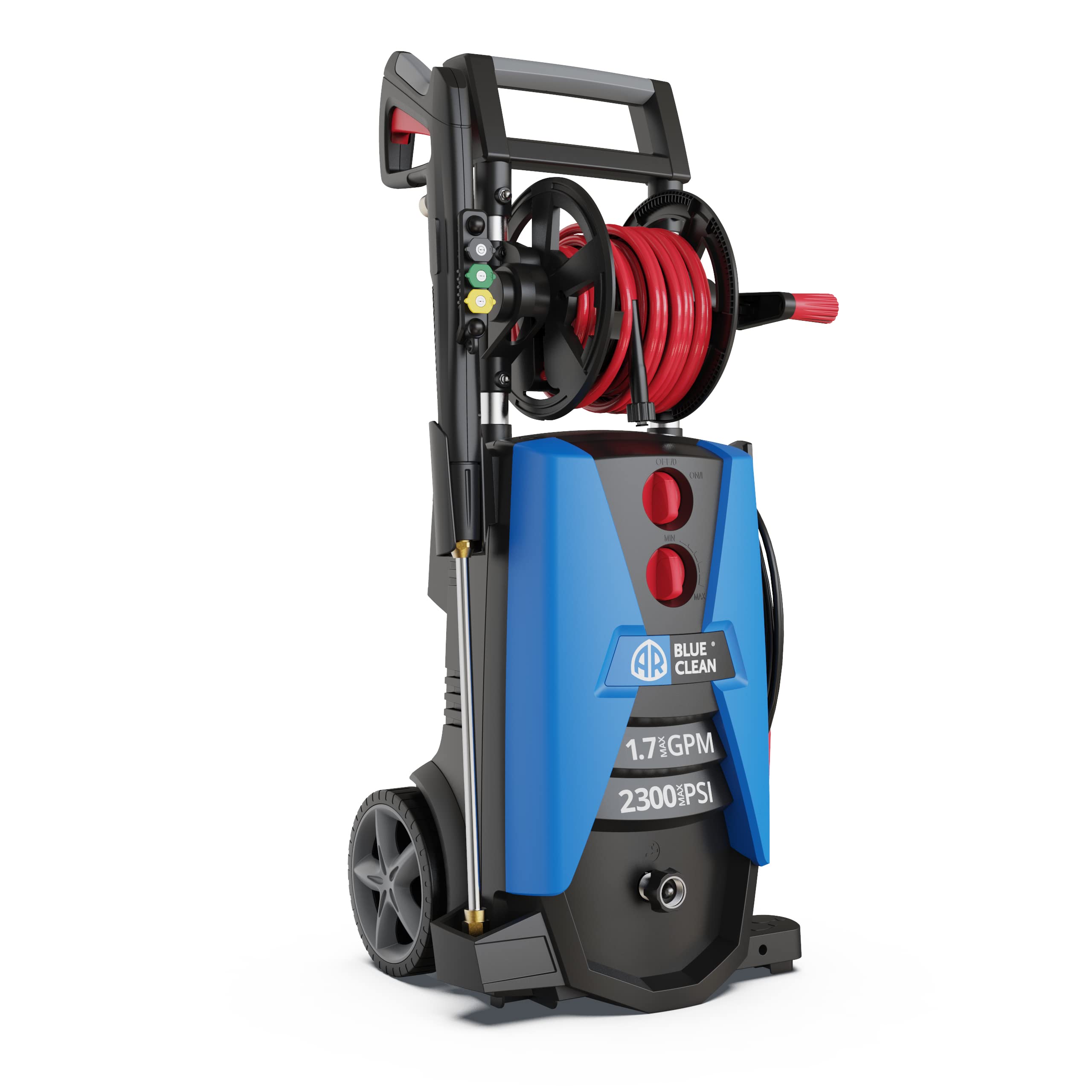 AR Blue Clean BC390HSS 2300 PSI Electric Pressure Washer - 1.7 GPM, 13 Amp with Quick Connect Accessories | Compact & Portable Design with Onboard Storage | Ideal for Car Washing, Patio Cleaning & Outdoor Home Maintenance