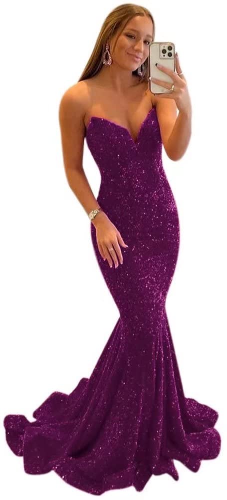 Sparkling Sequin Prom Dresses 2023 | Mermaid Homecoming Gown with High Slit | Elegant Formal Evening Party Dress for Women | Perfect for Prom, Homecoming & Special Occasions