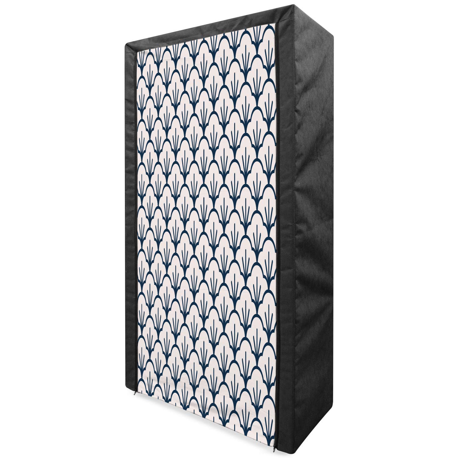 Ambesonne Geometric Portable Fabric Wardrobe - Abstract Monochrome Cloud Pattern with Japanese Influence, 33.5