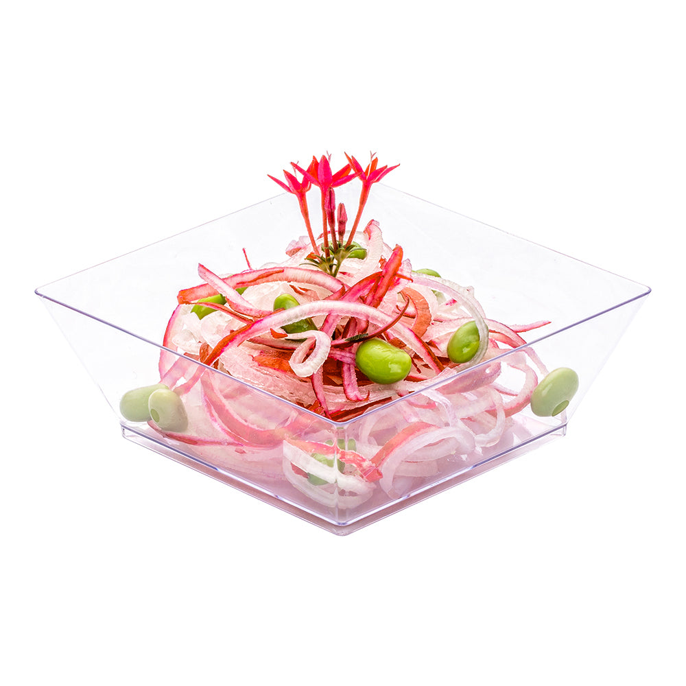 10 oz Clear Square Plastic Bowls - 4.25
