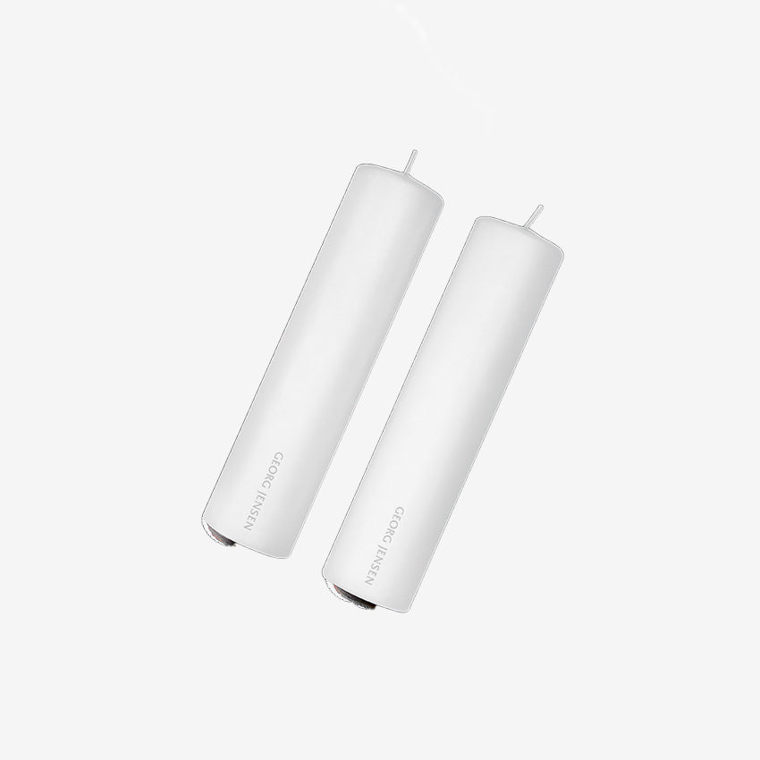 Georg Jensen White Paraffin Candles Set of 2 - Elegant Home Decor for Dining Table, Living Room & Romantic Ambiance